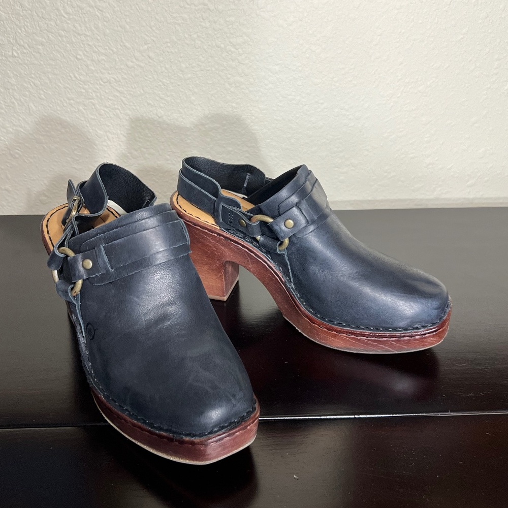 Børn Black Biker Slingback Heels size 7M